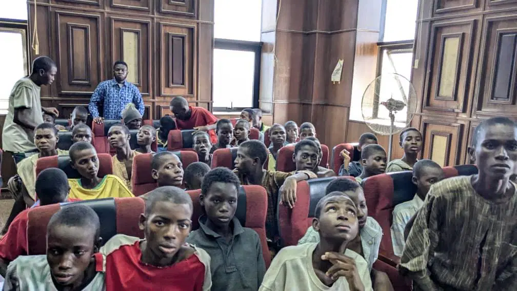 Kid protesters docked